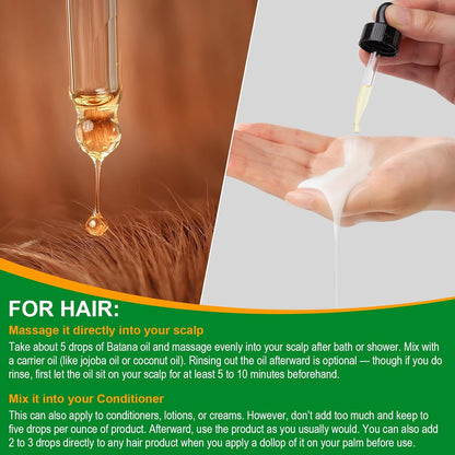 Batana Hair Oil 100% Pure & Natural – Deep Moisture for Dry, Damaged Hair, Scalp & Skin | Nourishing Hair Treatment for Stronger, Softer, Shinier Hair | 60ml (2.02 fl. oz.)